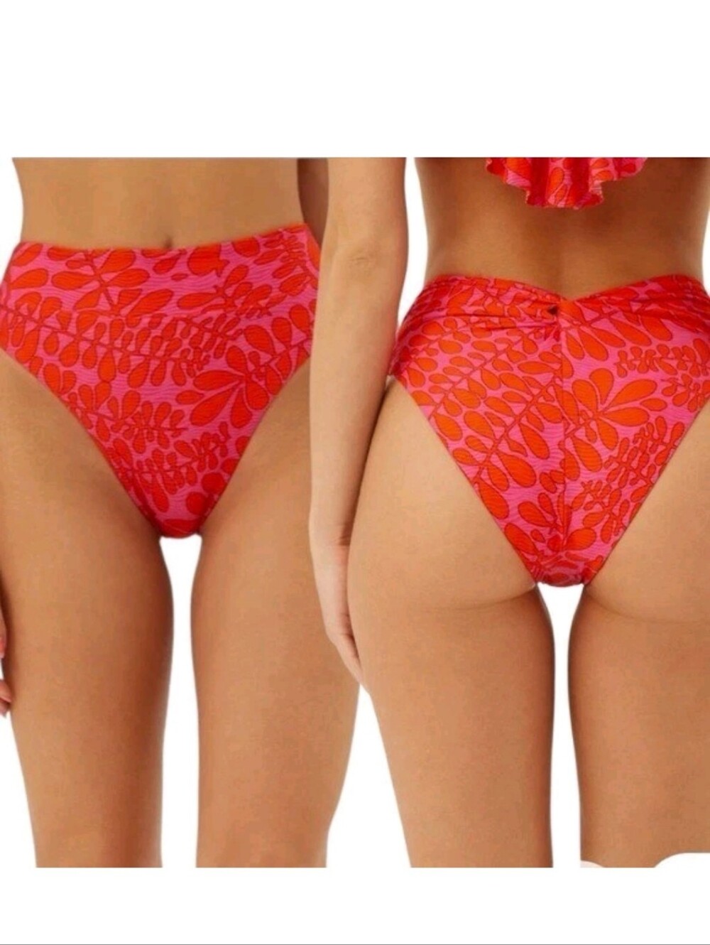 Trina Turk Trellis Twist Back High Waist Swim Bottom Vacation Beach Pink 12 NWOT